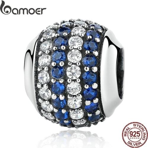 BAMOER Genuine 100% 925 Sterling Silver Blue Coast Charms fit Bracelets Women Beads & Jewelry Makings SCC104