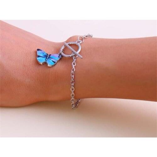 Women Bracelet Butterfly European and American Dream Blue Girlfriend Sister Gift Couple Charm Elegant Retro Bracelet Korean
