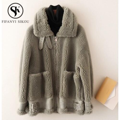 2020 Winter Coat Women High Quality Cashmere Fur Jacket Fashion Big pocket Zipper Fur Coat Thick Warm Overcoat Female Wool Coat