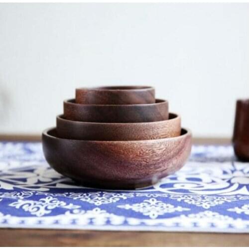 1PC Large soup bowl wood tigela healthy food containers dinner dishes vintage salad rice Japanese style tableware LC 013