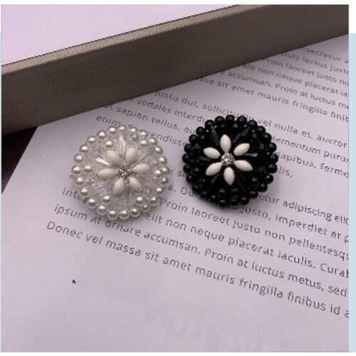 10 Pcs Faux Pearl Beads Flower Buttons 3.2cm Dia Hand Made for Sewing Clothes Sweater Coat Bag DIY Craft Projects Crystal Button
