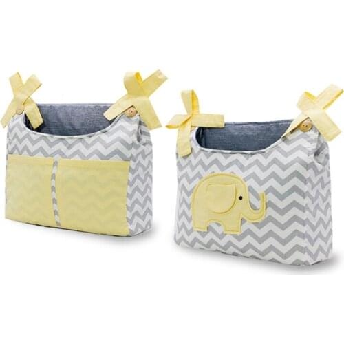 2 Pcs Baby Crib Storage Bag Lace-up Hanging Organizer Cot Care Essentials Diaper Pocket 69HE