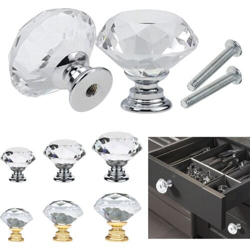 20-40mm Diamond Crystal Cabinet Door Dresser Knobs Drawer Furniture Pull Handle Knobs Cupboard Cabinet Knob Glass Crystal Handle