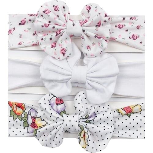 3Pcs/Set Baby Headband Flower Print Newborn Baby Turban Girls Headbands Elastic Hair Band For Baby Hair Accessories