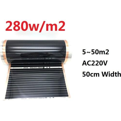 5~50m2 Infrared 280w/m2 Underfloor Heating Film AC220V Household Heater Under Tile
