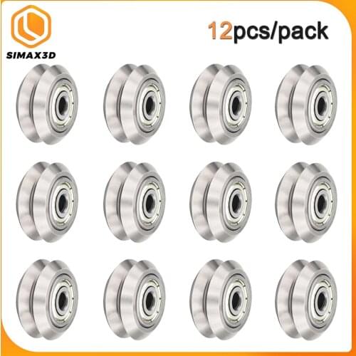6/12Pcs 3D Printer Openbuilds V-Type Stainless Steel Wheel 625ZZ Bearing Pulley Metal Double V Pulley Gear Aluminum Extrusion