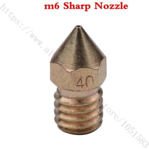 6pcs 3D Printer Accessory Brass M6 Sharp Nozzles V6 Nozzle for 1.75mm/3mm V6 Hotend Extruder, 0.3/0.4/0.5mm