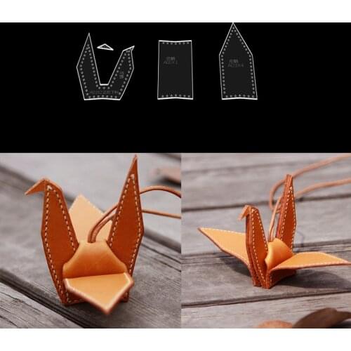 1set Acrylic Crane Stencil Template DIY Leather Handmade Craft Cute Transparent Key Buckle Sewing Pattern Leatherworking Tools
