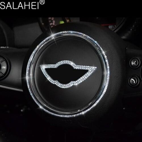 Car Steering Wheel Logo Sticker Diamond Auto Decorative Styling Decals Sticker For BMW MINI COOPER F54 F55 F56 F57 F60 Accessory