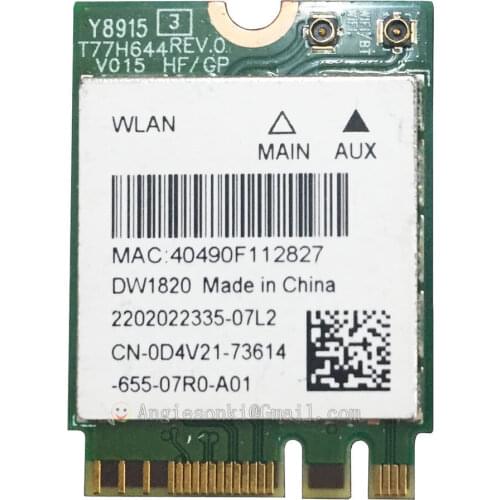 DW1820 WLAN WiFi Wireless 802.11ac NGFF 867M Network Module Card +Bluetooth 4.1 D4V21 QCNFA344A for DELL 7359 E7270 E5470 E7470