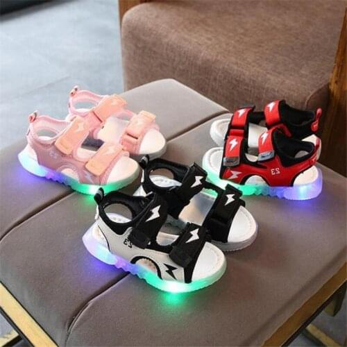 Disney boy sandals 2021 summer shoes LED lights of the girls shoes children beach lightning shine sandals