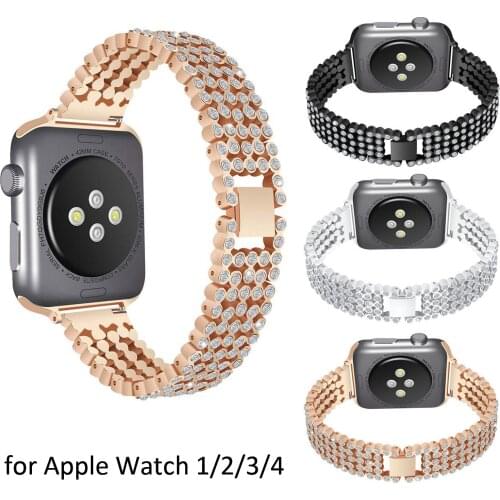 Shine Diamond Watch Band for Apple Watch Strap Series 5 4 3 2 1 Bracelet for 44mm 40mm 42mm 38mm iWatch Stainless Steel Band