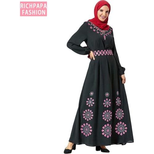 Black Abaya Kaftan Dubai Turkish Hijab Muslim Dress Robe Islam Clothing For Women Caftan Dresses Baju Muslim Wanita Kleding