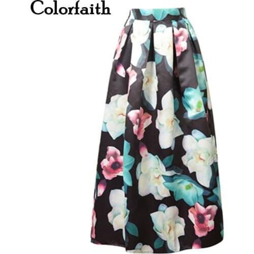 Muslim Women100cm Non-transparent Fashion Satin Long Skirt Vintage Flared Rose Floral Print High Waist Pleated Maxi Skirt SK096
