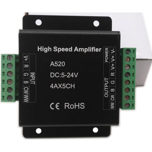 DC5V 12V 24V Single color/RGB/RGBW/RGB+CCT RGBWW High Speed Amplifier Data Signal Repeater 1/3/4 CH Dimmer Power Amplifier