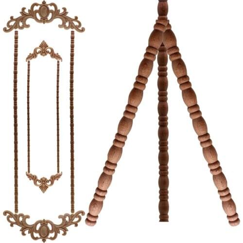 Line wardrobe door solid wood square decorative statue TV wall Dongyang wood carving wooden furniture Chinese background wall