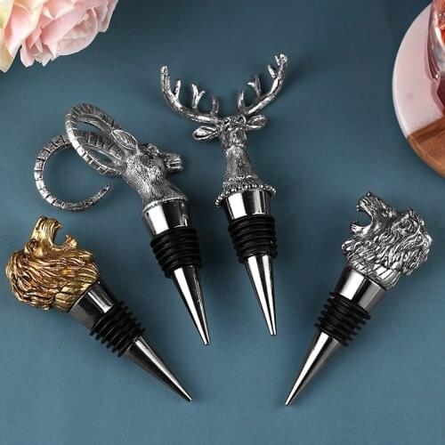 Decoration wine stopper 3D animal red wine cork deer head cork vacuum seal zinc alloy wine cork home bars