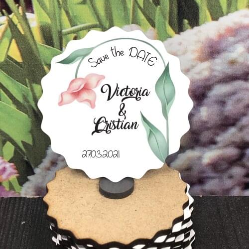 Save the Date Wooden Magnet for Your Guests and Colorful Printed Wedding, Henna, Christening Gifts 25 pcs