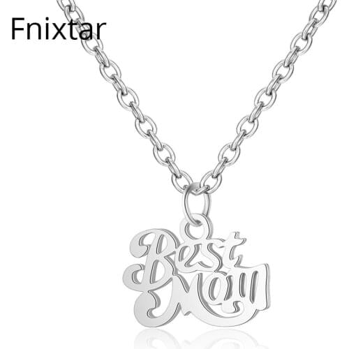 Fnixtar New Stainless Steel Best Mom Letter Charms Pendant Necklaces for Women Jewelry Mothers Day Jewelry Gift Charms 5pcs/lot