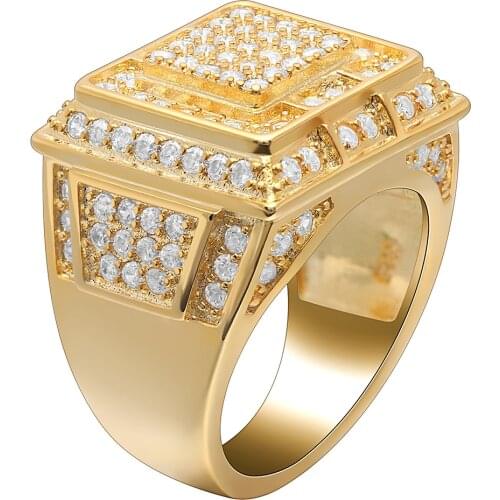 Hainon New Arrival Hot Rings For Men Luxury Fashion Jewelry Gold Color Ring Cubic Zirconia Wedding Engagement Party Gifts