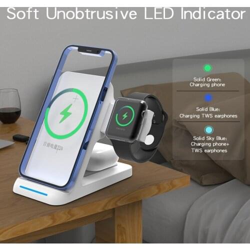 3 In 1 Induction Qi Wireless Charger Fast Charging Holder For IPhone 12Pro MAX/11/Xs Samsung For Apple Watch Charger Airpods Pro