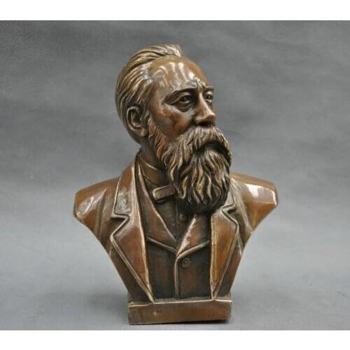China Pure Bronze Communist Friedrich Von Engels Bust Statue