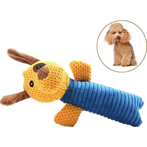 Short Plush Dog Squeaky Toy Plush Animals Interactive Dog Chewing Toy Squeaky Chewing Toy Vocal Toy Bear Frog Cow