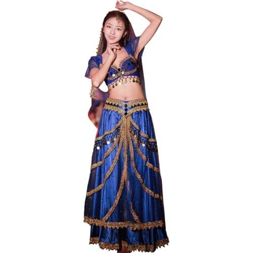 Belly Dance Cosplay Costume India Jasmine Princess Women Girls Dancing Bra Tops Dress Sexy Suit Halloween Costumes for Woman