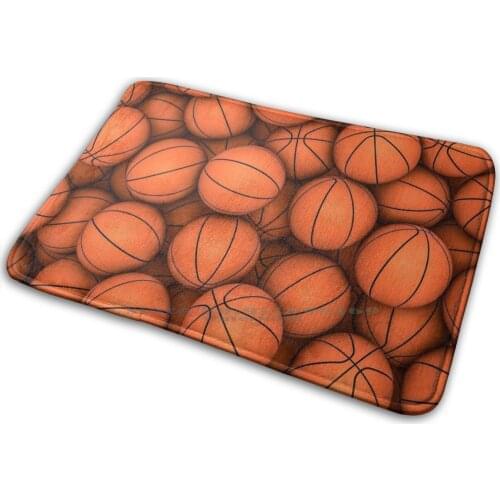 Basketballs Mat Rug Carpet Anti - Slip Bedroom Entrance Door Mat Ball Sport Orange Black Equipment Play Game Competition Sphere