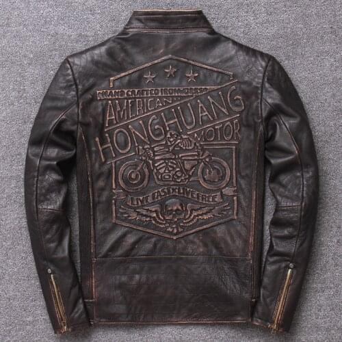 Locomotive Serve Male Genuine Leather Clothing Wear Used Skin Loose Coat Self-cultivation Short Fund Real Genuine