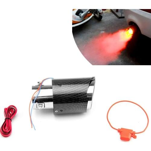 Car Modification Carbon Fiber LED Tail Pipes Throat Singles Outlets Exhaust Pipes Tail Throat LED Exhaust Muffler Tips Pipes