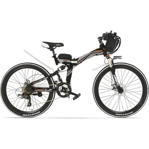 K660 Powerful Folding Electric Bike, 48V 400W Mountain Bike, Full Suspension, High-carbon Steel Frame, Disc Brake
