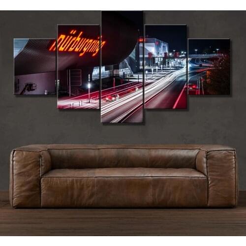 Wall Art Decorative Modern Popular Modular 5 Piece Style Large Poster Canvas Print Day and Night Nurburgring Rally Road Painting