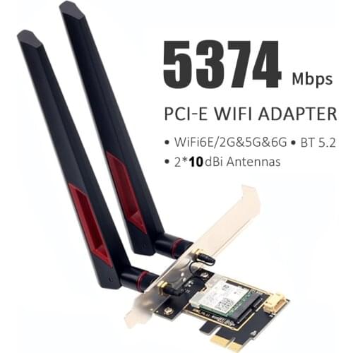 Desktop Wi-Fi 6 Intel AX210 PCIe WiFi Adapter Bluetooth 5.2 3000Mbps 802.11ax AX210NGW Wireless Wifi 6E Card Windows 10 Linux