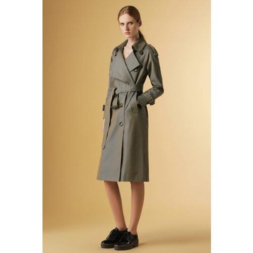 New 2020 Spring Classic European Trench Coat khaki Blue Double Breasted Female Overcoat Long Slim Streetwear Windbreaker LX2621