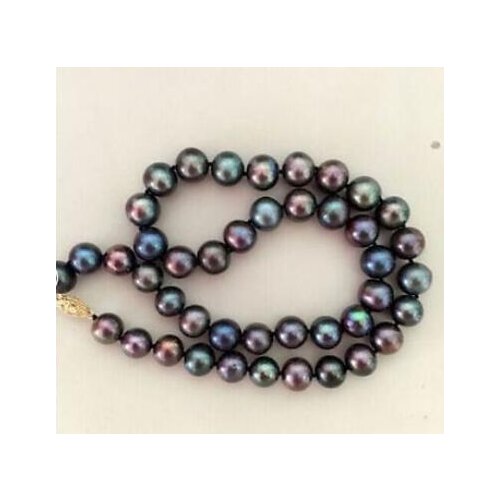 Free shipping STUNNING 9-10mm multicolor black red green necklace
