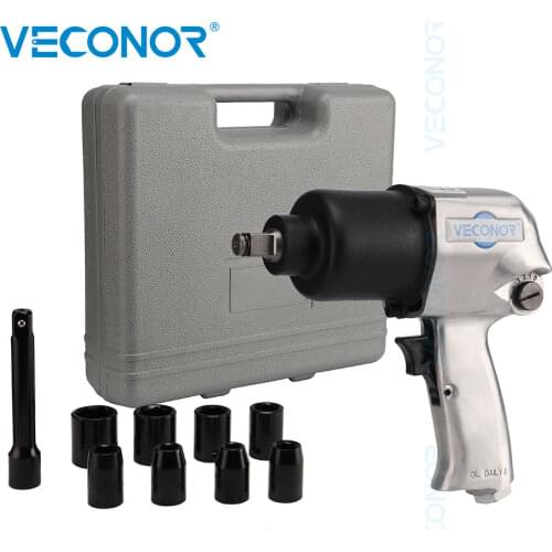 Pneumatic Wrench 1/2 “ Square Drive Air Impact Socket Wrench Set with 8 Sockets and Extension Bar Max Torque 720N.m Case Packed