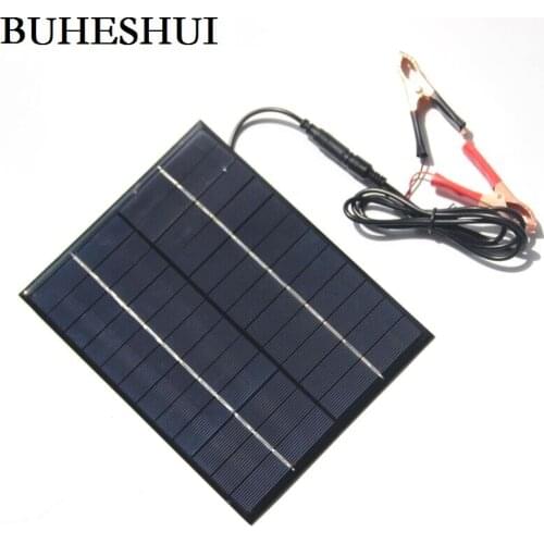 BUHESHUI 5.2W 12V Solar Cell Polycrystalline Solar Panel+DC 5521 Crocodile Clip For Charging Battery System Education165*210MM