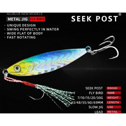 PR-LABS Metal Jig Fishing Lure 7g/10g/15g/20g/30g Long Casting Shads Spoon Artificial Wobbler Rotating Sea FN04