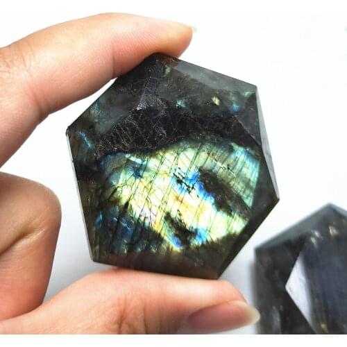 Natural labradorite crystal pig Star of David Hand Carved quartz hexagram Reiki Healing love Gift