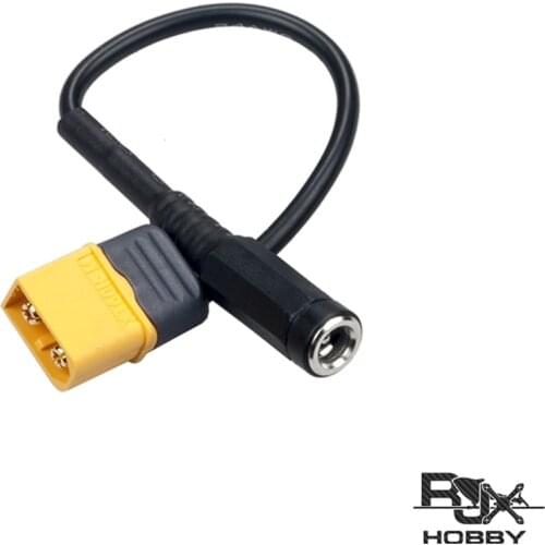 RJXHOBBY XT60 Male Bullet Connector to Female DC 5.5mm X 2.1mm DC5521 Rubber Power Cable for RC FPV Racing Drone