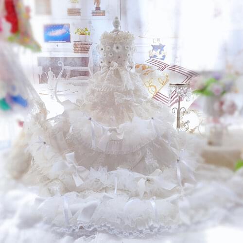 Handmade Luxury Dog Wedding Dress Princess Clothes Pet Apparel 2 Choice Classic White Lace Ribbon Bow Tailing Gown Cake Skirt