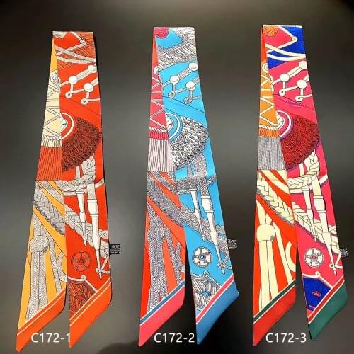 Luxury Brand Bag Scarves Summer Neckerchief Silk Scarf Twill Silk Small Long Woman Scarf Long Headband Bag Ribbon For Ladie