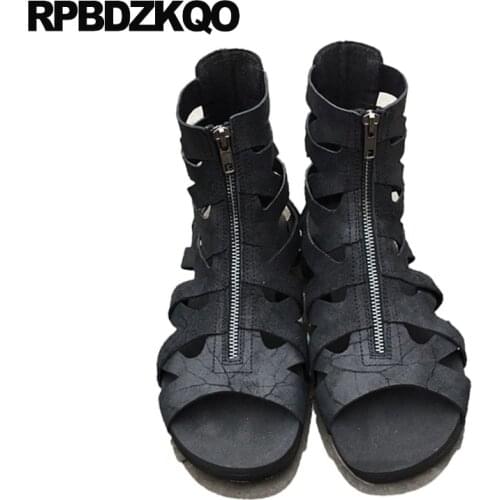 Shoes large size boots men gladiator sandals summer 2019 native big strap high quality black 45 genuine leather luxury roman