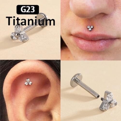 1PS New G23Titanium Zircon Cz stone Internal Lip Stud Ring Ear Tragus Cartilage Earring Stud Helix Sexy fashion Piercing jewelr