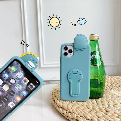 Cute 3D Cartoon dinosaur silicone case For Huawei Honor X10 30 20 V30 V20 9X 8X Play Enjoy 20 10 9 pro plus Fun scaling bracket