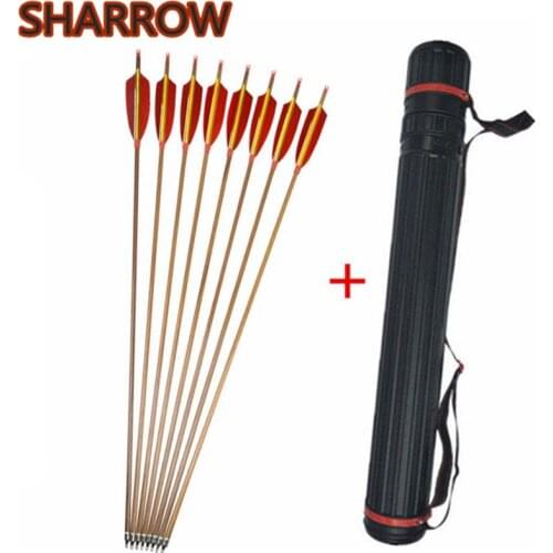 6/12 Pcs 30" Archery Pure Carbon Arrows SP340 Wood Skin Shaft 5" Feather Telescopic Arrow Quiver Shooting Hunting Accessories