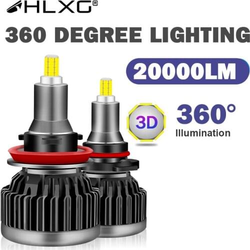 HLXG h7 360 h1 headlight CSP 20000LM 60W H8 H9 H11 9005 9006 HB3 HB4 led Lights lamp car bulb farol de led para moto turbo led
