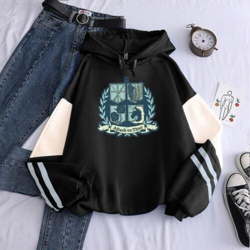 Harajuku Japan Anime Attack On Titan Four Corps Printed Men Hoodies Fashion Unisex Patchwork Long Sleeve Streetwear Sweatshirt