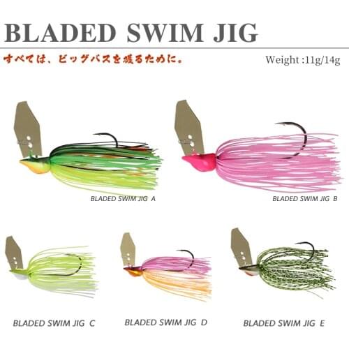 TSURINOYA BLADED SWIM JIG 11/14g Buzzbait Fishing Lure Bass Spinner Bait Wobbler Metal Jig Soft Lure Lead Hooks Fishing Group
